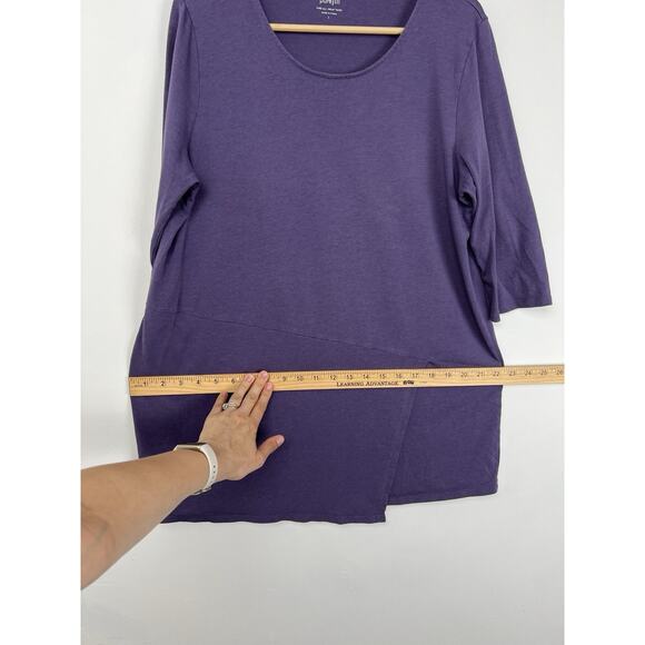 J Jill Pure Jill Women’s Size Large Purple Top Asymmetric 3/4 Sleeve‎ Wrap Tunic - Picture 6 of 9